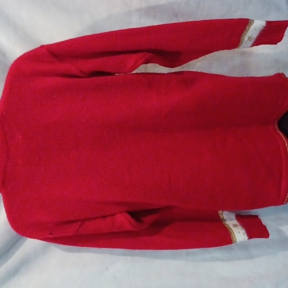 DANA SCOTT Vintage Christmas Sweater, Red, White, Gold, Silver, 30"L, 21" PTP - Picture 5 of 6